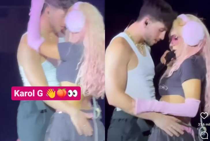 Karol G y su bailarín en un concierto. Imagen tomada de Instagram