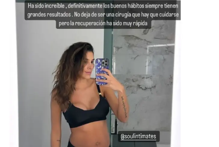 Daniela Ospina y su cuerpo después del parto. Tomada de Instagram