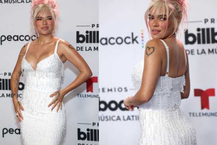 Karol G y su vestido en la gala de los Premios Billboard. Imagen tomada de LaPrensa.hn