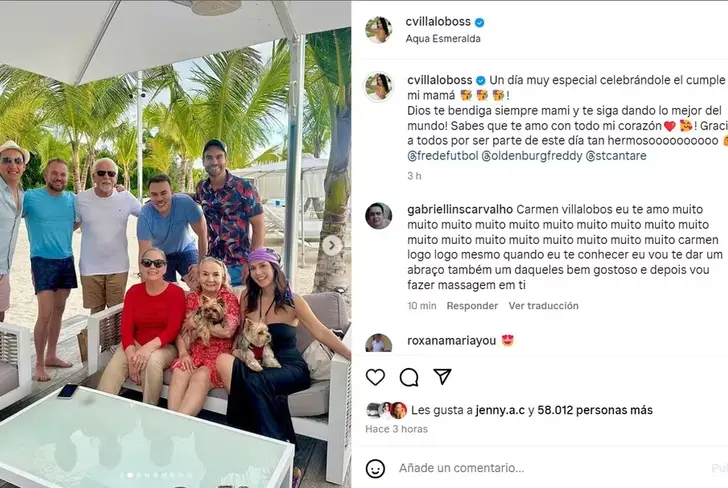 Carmen Villalobos y su mensaje de cumpleaños para su mamá en 2023. Imagen tomada de Instagram
