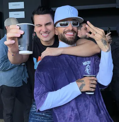 Pipe Bueno y Maluma en la inauguración de Royalty.
