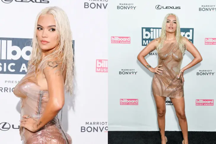 El look de Karol G en los Premios Biullboard 2023. IMagen tomada de Yahoo