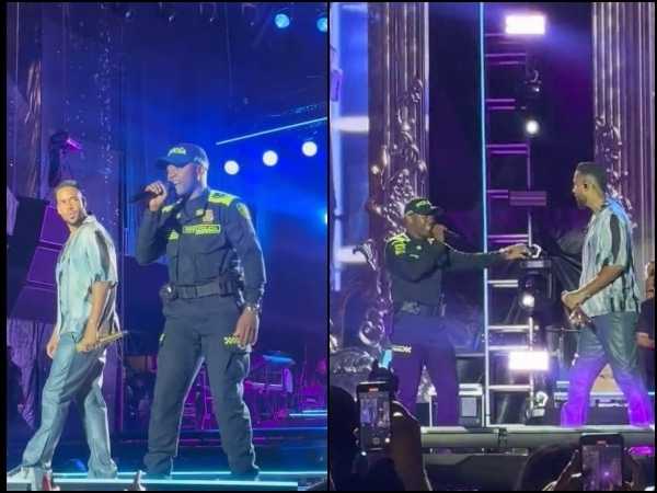Romeo Santos y Wilmer Quinto en el escenario. Imagen tomada de TuBarco Noticias