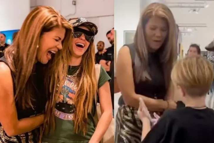 Yei Durán, Shakira y Sasha Piqué en el Art Basel de Miami. Imagen tomada de ElTiempo