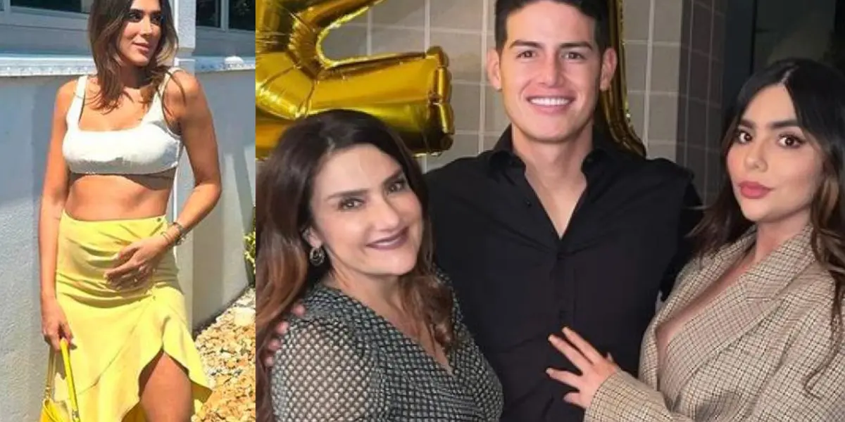 Daniela Ospina, James Rodríguez, su mamá y su hermana. Imagen tomada de Vanguardia