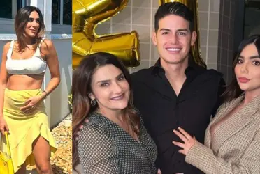 Daniela Ospina, James Rodríguez, su mamá y su hermana. Imagen tomada de Vanguardia