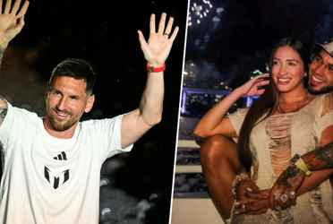 El cantante y su nueva novia estuvieron en Miami acompañando al futbolista