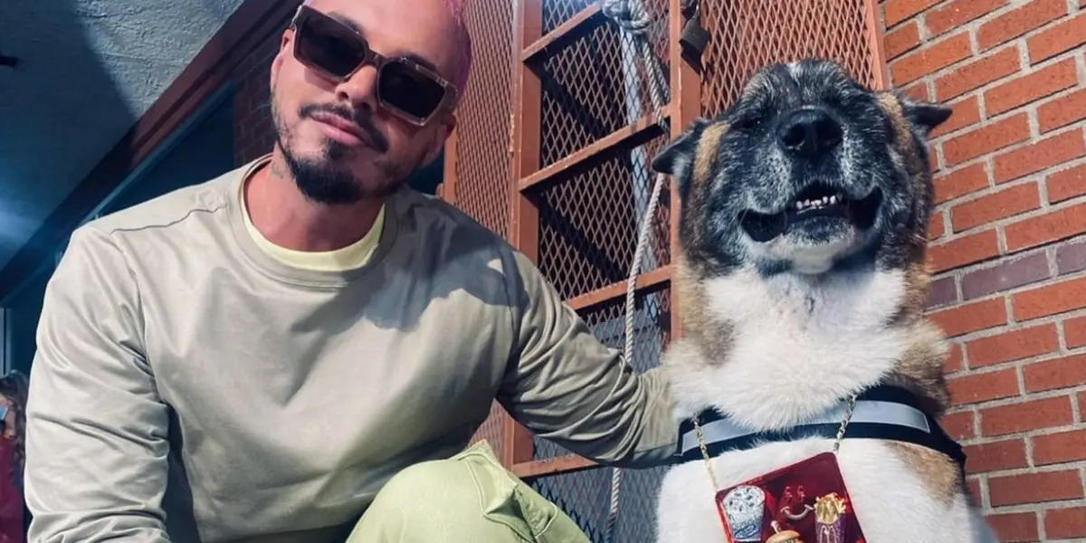 J Balvin y su perro Enzo. Imagen tomada de Canal 1