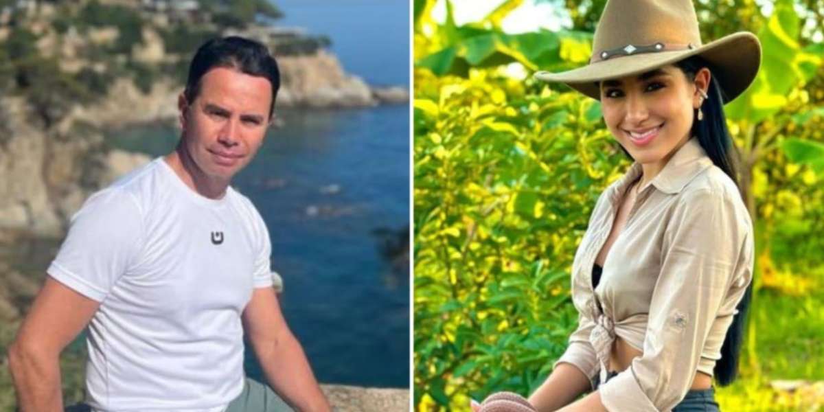 La hermosa y joven novia del cantante se dejó ver bastante feliz y complacida por su amor